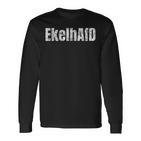 EkelhAID Herren Langarmshirts, Verwitterte Schrift, Schwarz