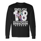 Endlich 18 Einhorn Langarmshirts - Humorvoller Aufdruck zum Erwachsenwerden