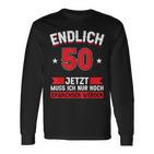 Endlich 50, Langarmshirts zum 50. Geburtstag, Schwarz, Humorvolles Motiv