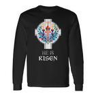 Er Ist Auferstandenes Kreuz Jesus Ostern Christliche Religiöse Männer Jugendliche Langarmshirts