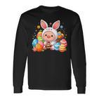 Frohe Ostern Schwein Im Häschen Kostüm Langarmshirts