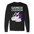 Gamer Cousin Einhorn Pixel Geschenk Multiplayer Nerd Geek Langarmshirts