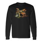 For Drummers Drumsticks Vintage Drum Kit Langarmshirts