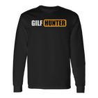 GILF Hunter Schwarzes Langarmshirts, Lustiges Design in Gelb und Weiß