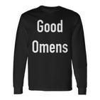 Good Omens Schwarz Langarmshirts mit Weißer Schrift Unisex, Engel & Dämon Design