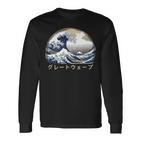 The Great Wave Kanagawa Japanische Kunst Große Welle Langarmshirts