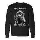 Guten Morgen Ganz Thin Eis German Language Cat Kaffee Black Langarmshirts