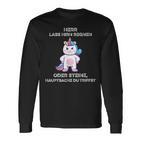 Herr Lass Hirn Regnen Oder Stein Genervt Unicorn Saying Langarmshirts