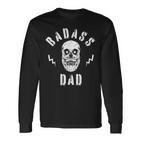 Herren Badass Dad Coolatertag Papa Schädel Langarmshirts