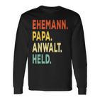 Herren Ehemann Papa Anwalt Held Retro-Jahrgangatertag Langarmshirts