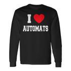 I Love Automats Schwarzes Langarmshirts, Herz-Motiv Design