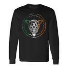 Irland Keltischer Dreiecksknoten Irische Flagge Ireland Black Langarmshirts