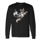 Katzen-Sonnenbrille Spielt Fußball-Kostüm Spielerbesitzer Liebhaber Langarmshirts