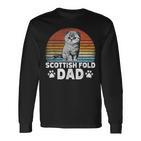 Katzenbesitzer Katzen Papa Retro Scottish Fold Dad Langarmshirts