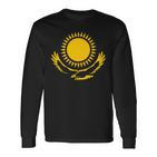 Kazakhstan Flag Symbol Golden Sun Eagle Proud Langarmshirts