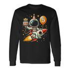 Kinder 5 Jahre Alt Raumschiff Rakete Geburtstag Astronaut Weltraum Langarmshirts