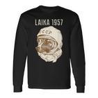 Laika Dog Sputnik Space Space Ussr Langarmshirts