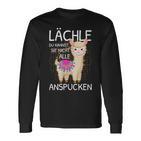 Lama Spruch Alpaka Lächle Du Kannst Sie Nicht Anspucken Lama Langarmshirts