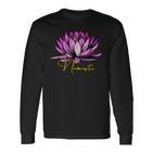 Lotusblüte Namaste Schwarzes Langarmshirts, Entspannendes Yoga-Motiv Tee