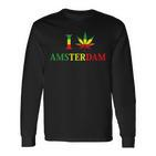 I Love Amsterdam Hemp Leaf Reggae Kiffer Langarmshirts