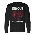 Lustiges Single Statement Langarmshirts, Herz Liebe Print Bitte Ansprechen