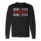 Manchester England Flag Uk Langarmshirts