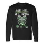 Meine Religion Rapid Fußballfan-Langarmshirts, Schwarz, Fanbekleidung