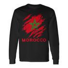 Morocco Flag Vintage Style Retro Morocco Football Mor Langarmshirts