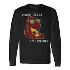 Nicht Jetzt Ich Zocke Cool Gamer Dinosaur Gamer Gaming Langarmshirts