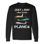 Nur Ein Junge Der Aerplanes Liebe Toddler Pilot Plane Langarmshirts