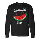Palestine Map Watermelon Arabic Calligraphy Langarmshirts