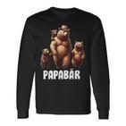 Papa Bärater 3 Kinder Familien Papaatertag Langarmshirts