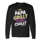 Papa Grillt Tochter Chilltatertag Outdoor Grillen Fan Langarmshirts