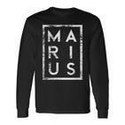 Personalisiertes Marius Vintage-Schwarz Langarmshirts, Retro Namensdesign