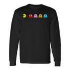 Retro Arcade-Spiel Charakter Langarmshirts, Nostalgisches Gamer Schwarz Tee