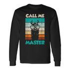 Retro Bulldogge Call Me Master Langarmshirts, Coole Hunde Liebhaber Mode