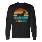 Retro Labrador Silhouette Langarmshirts im Sonnenuntergang Design