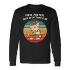 Retro Süße Katze Erste Brezel Dann Alles Andere Langarmshirts