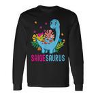 Saigesaurus Personalisierter Name Saige Dino Dinosaurier Geburtstag Langarmshirts