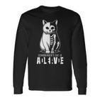 Schrödinger's Cat Dead And Alive Quantum Mechanics Physics Langarmshirts