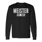 Schwarzes Langarmshirts Meister EST. 2024, Vintage Schriftzug Design