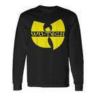 Schwarzes Wu-Tang Logo Langarmshirts, Hip-Hop Fanbekleidung