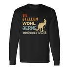 Sie Stellen Wohl Gerne Unnecessary Fragen Retro Kangaroo S Langarmshirts