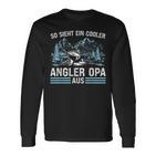 So Sieht ein Cooler Angler Opa Aus Langarmshirts Schwarz für Männer