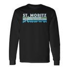 St Moritz Ski Illustration Retro Vintage St Moritz Langarmshirts