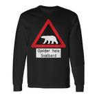 Svalbard Polar Bear Sign Gjelder Hele Spitsbergen Norway Langarmshirts