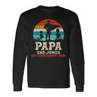 Team Papa Zwei Söhne Kinder Jungsatertag Bester Super Papa Langarmshirts