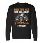 Trecker Der Tut Nix Der Will Nur Traktor Fahren Men's Black Langarmshirts