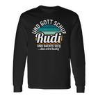 Und Gott Schuf Rudi Langarmshirts, Cooles Spruch-Langarmshirts in Schwarz