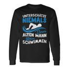 Unterschätze Niemals Einen Alte Mann Beim Swimm Langarmshirts